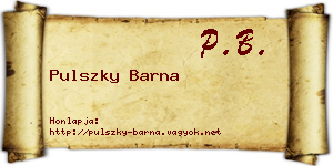 Pulszky Barna névjegykártya